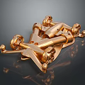 Golden Mechanical Car Model With Intricate Structure And Decorative Components