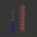 Two Metal Tower Structures with Steel Frames One Tall and One Short 3d model