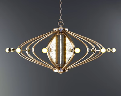 Elegant Modern Chandelier With Golden Metal Frame And Glass Shade Decorative Bulbs 3d model