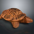Handcrafted Turtle Shaped Clay Household Item With Intricate Carved Patterns 3d model