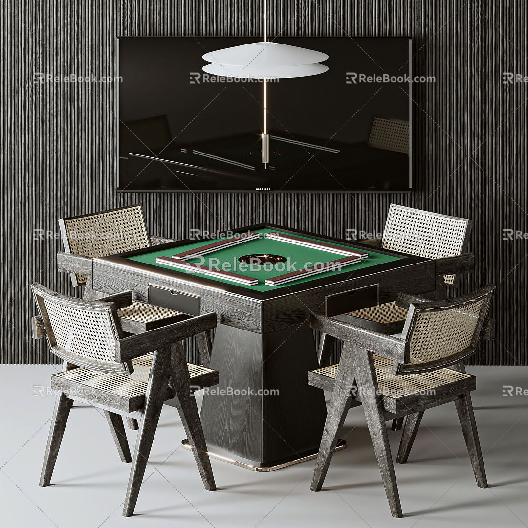 Modern Mahjong Table and Chair 3d model