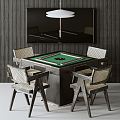 Modern Mahjong Table and Chair 3d model