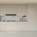 Modern Kitchen Interior With Light Colored Cabinets Marble Countertop And Integrated Appliances