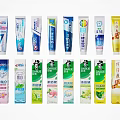 Various Toothpaste Brands With Different Flavors And Colorful Tube Packaging 3d model