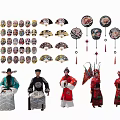 Traditional Chinese Style Hanging Decorations With Fan And Puppet Ornaments