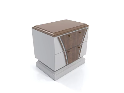 Modern Nightstand With Brown Top Silver Body And Wooden Drawer Details 3d model