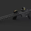 Black Tactical Rifle With Scope Magazine And Picatinny Rail System
