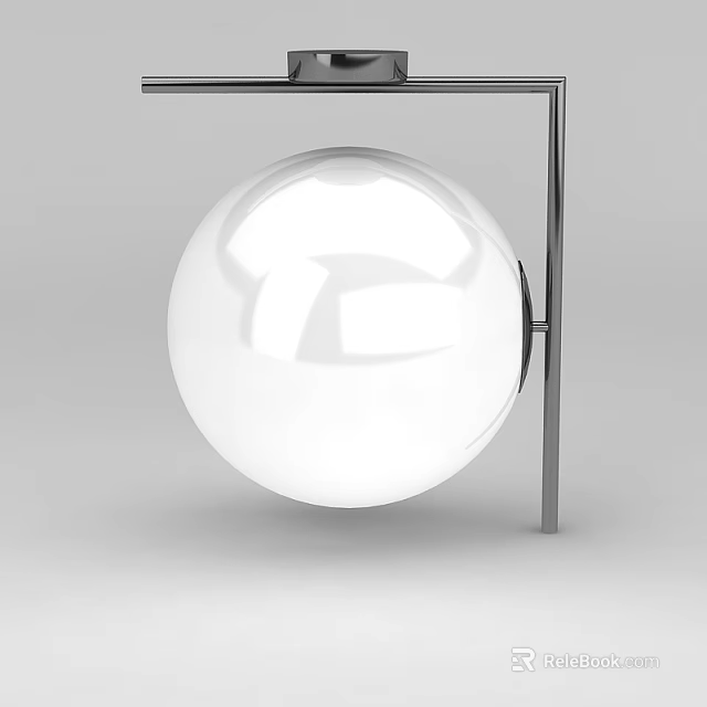Modern Tech Exhibition Hall Displaying White Sphere On Metallic Stand 3d model 