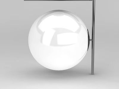 Modern Tech Exhibition Hall Displaying White Sphere On Metallic Stand 3d model