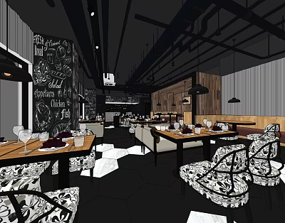 Industrial LOFT Restaurant Western Restaurant 3d model