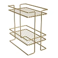 Stylish Golden Metal Multi Tiered Wire Storage Rack With Modern Design For Home Organization