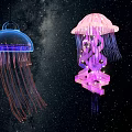 Blue and Pink Jellyfish Shaped Hanging Decorative Lights with Glowing LED Design