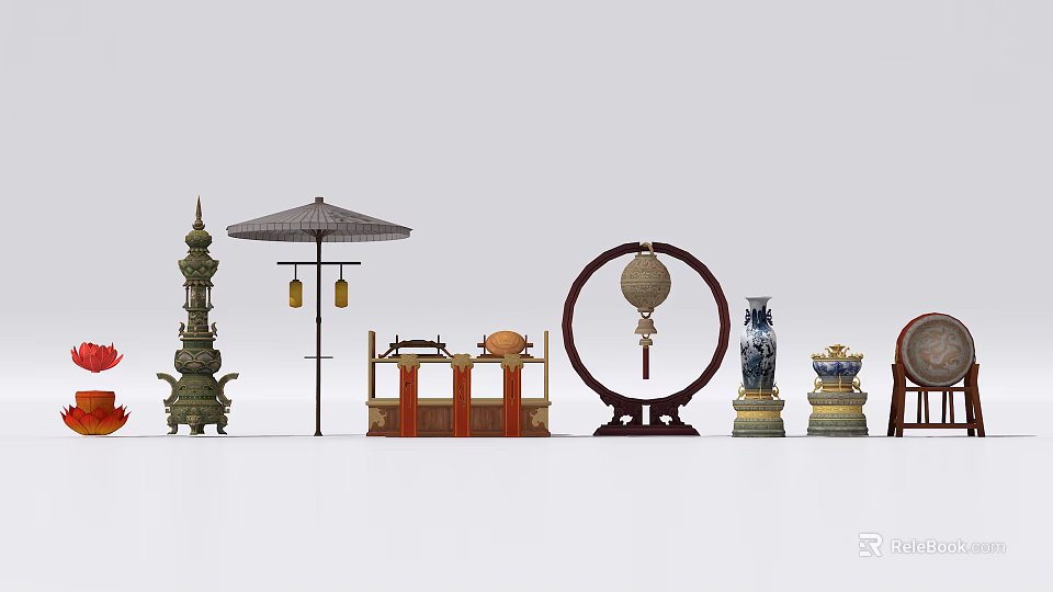 Ancient Weapon Collection Displaying Swords Bows Shields And Armor Sets 3d model