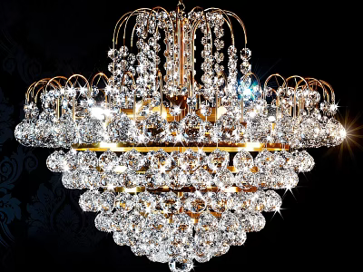 Crystal Chandelier Ornate Multi Tiered Design With Sparkling Lights For Luxurious Interior Decor 3d model