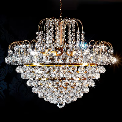 Crystal Chandelier Ornate Multi Tiered Design With Sparkling Lights For Luxurious Interior Decor 3d model