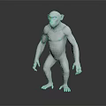 White Monkey Sculpture 3D Modeled With Muscular Build Standing Pose Detailed Carving