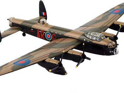 Detailed Military Fighter Jet Model With Camouflage Paint ARQ8 Marking And Four Propeller Engines 3d model