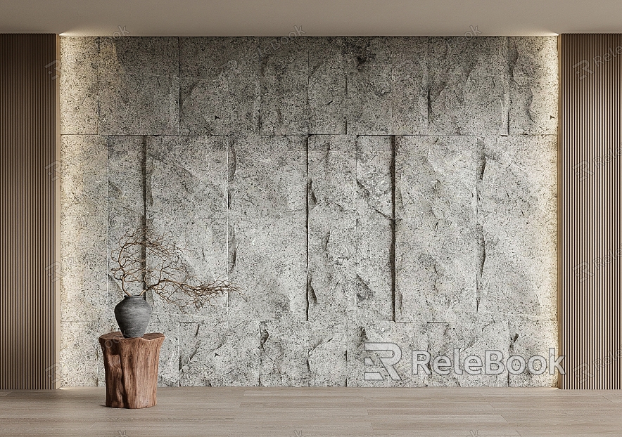 rubble stone background wall stone wall stone wall model