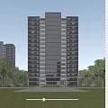 Modern High Rise Residential Building With Glass Facade And Green Trees Under Blue Sky