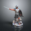 Brave Roman Soldier Man Wearing Steel Armor Holding Sword And Shield