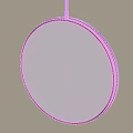 Modern Round Mirror With Black Frame Hanging On Beige Wall