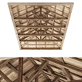 Rustic Wooden Ceiling Design With Cross Beams And Natural Wood Structure