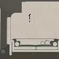 Fabric sofa Double sofa One-word sofa 3d model