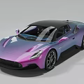 Stylish Sports Car With Gradient Purple Blue Exterior And Aerodynamic Body Design