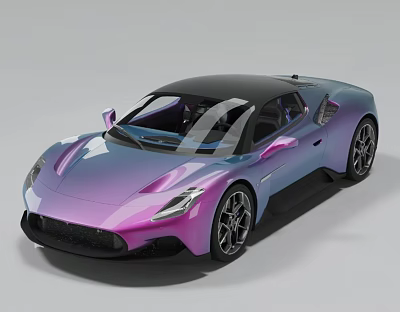 Stylish Sports Car With Gradient Purple Blue Exterior And Aerodynamic Body Design 3d model