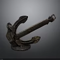 Rusted Old Metal Anchor Display With Weathered Surface On Dark Background 3d model