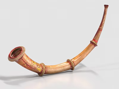 Handcrafted Musical Horn With Painted Art Tools And Ornate Decorative Design 3d model