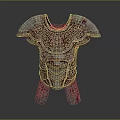 Ancient Armor With Intricate Carvings And Red Accents Historical Design