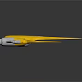 Yellow Blue Concept Aircraft Design With Multiple Wings And Silver Engines On Dark Background