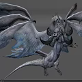 White Dragon 3D Render With Large Wings Curved Horns Sharp Claws And Scaly Body