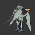 Mecha Robot Character Figure With Gray Armor Yellow Antenna Red Details And Weapon