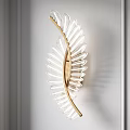 Modern Elegant Feather Design Glass Wall Sconces With Gold Metal Frame