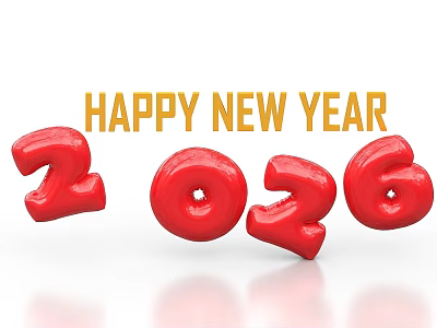 Red Balloon Numbers For Happy New Year 2026 Celebration Decoration 3d model