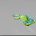 Vibrant Blue Green Yellow Fish With Spotted Body Big Orange Eyes Sharp White Teeth