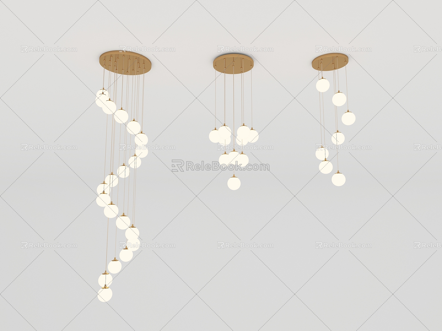 Modern minimalist chandelier combination 3d model