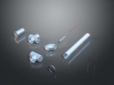 Various Stainless Steel Hardware Tools Including Fittings Pipes Bolts And Washers 3d model