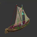 Traditional Wooden Water Transport Boat With White Sails And Two Masts