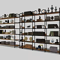 Stylish Multi Shelf Bookshelf with Books Decorative Items and Storage Boxes