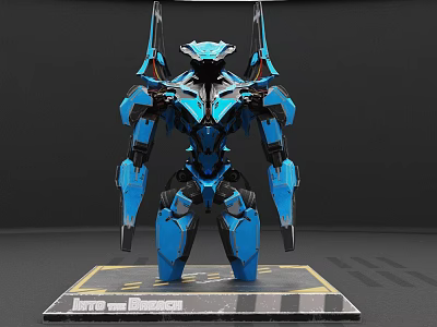 Game Movie Character Blue Mechanical Robot Iron Revenge Armored Design Detailed Structure Standing Display Base 3d model