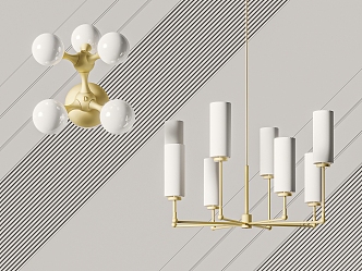 Light luxury lamps combination chandelier 3d model