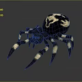 Detailed 3D Spider Model With Black Yellow Pattern And Long Shiny Legs