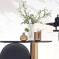 Modern Black Entryway Cabinet and Side Cabinet with Decorative Vases Plants Ornaments