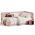 Cozy Cream Style Upholstered Kids Bed With Comfortable Bedding Offers Various Soft Neutral Color Choices
