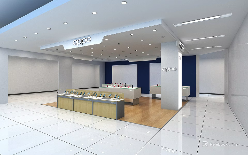 OPPO Digital Store Interior With Display Counters And Product Displays 3d model