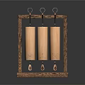 Wooden Wind Chime With Hanging Frame Carved Tubes And Decorative Pendants