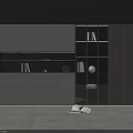 Modern Decorative Cabinet Interior Design With Glass Door And Bookshelf Storage